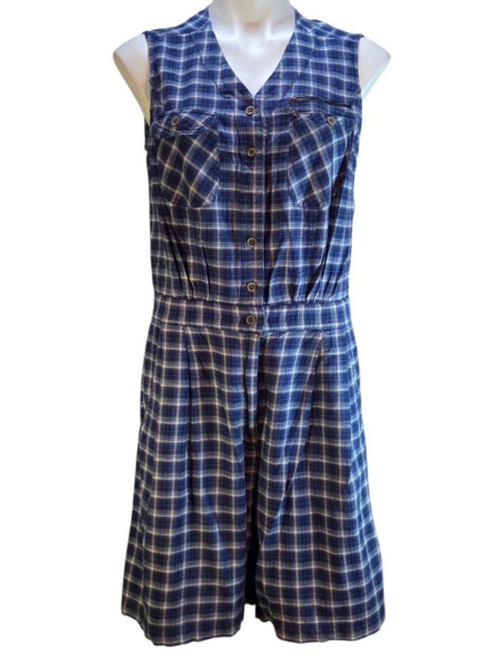 St. John's Bay Blue Plaid Romper Size Large 100% Cotton